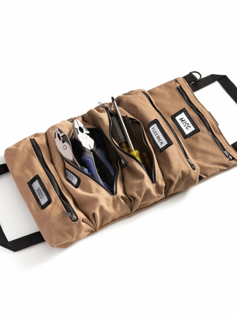 Official Tool Roll canvas Organizer Pouch in khaki